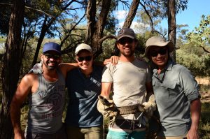 Chris, Jojo, Bob, and Nicky out in the desert on a research trip trying to find climbing lizards